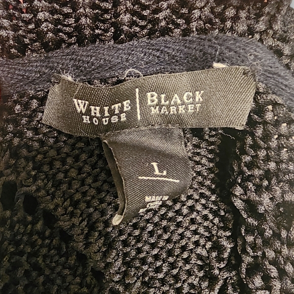 WHBM WHITE HOUSE BLACK MARKET Chunky Open-Knit Pullover Sweater, Large, Black - Picture 11 of 11